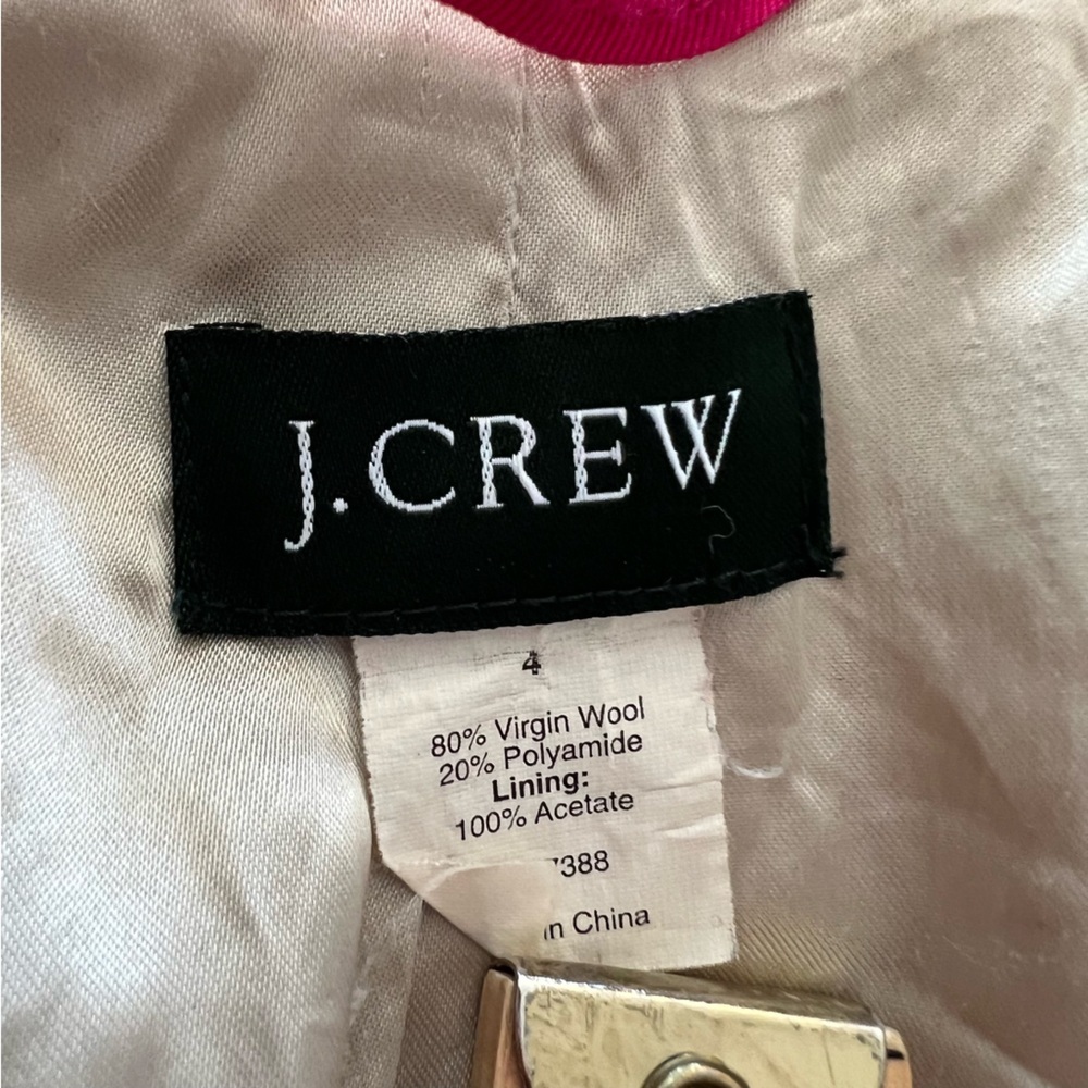 J. Crew Pea Coat Women Wool Blend Elegant Trench Jacket Old Money Red Sz 4 - Picture 13 of 14